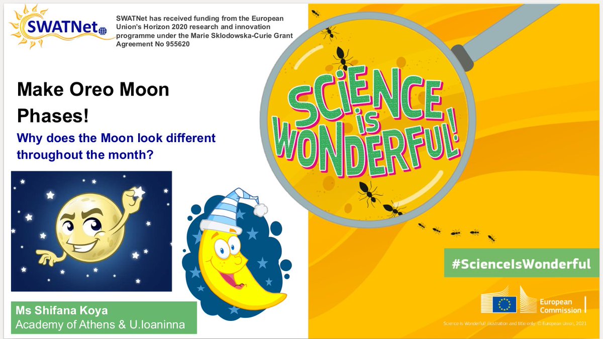 KoyaShifana's tweet image. I feel energised and excited after the end of the #ScienceIsWonderful meet the scientist session of #MSCA  with a group of 8 years old in Spain. They are just amazing, and we learned why moon phases are changing with the yummy Oreo Cookies!
@MSCActions #SWATNetProject #phdlife