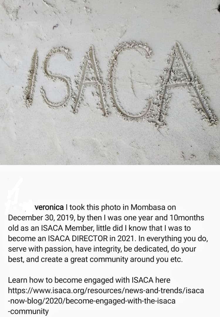 veronrose4's tweet image. Become engaged with the ISACA Community!
#iamisaca