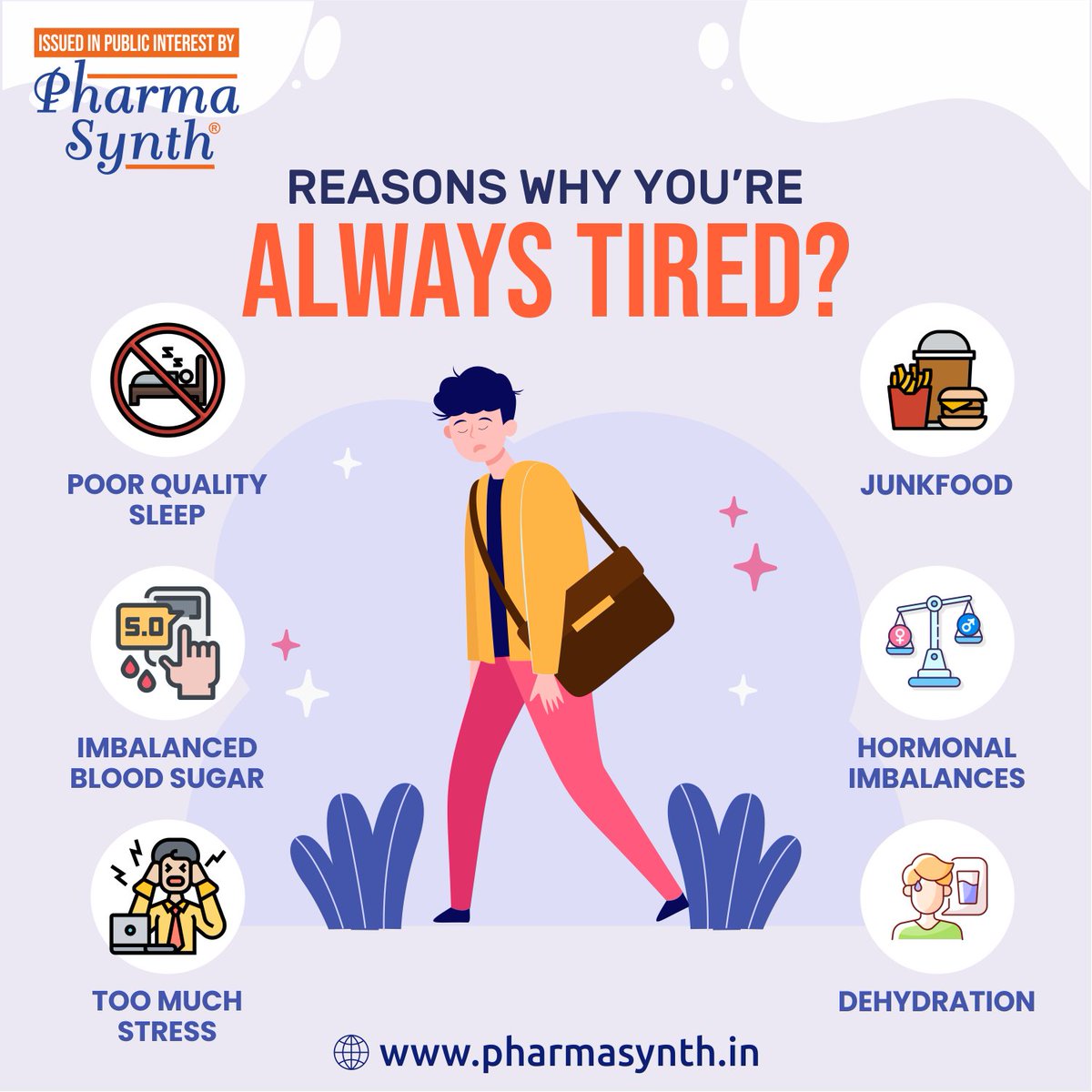 pharma_synth's tweet photo. Constantly feeling tired can be a sign of a serious medical condition.
Here are some of the most common causes!
https://t.co/9kMn8Q5ZfN
#PharmaSynth #healthiswealth #healthtips #healthbenefits #healthylife #causes #tired #dehydration #junkfood #hormonalimbalance #stress https://t.co/e0eIRRdHei