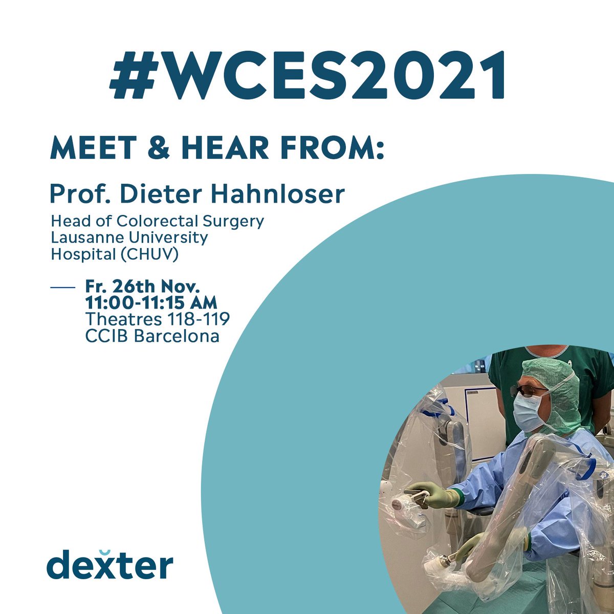 Distalmotion's tweet photo. "Which robot should I purchase in 2021?"
On 26 Nov., 11.00-11.15 AM @DHahnloser from @CHUVLausanne's @VisceralChuv will address this question at #WCES2021, hosted by @EAES_eu, in Theatres 118 + 119.
See you there?
#WeAreDistalmotion #ThisIsDexter #JustSurgery #EAES #Medtech https://t.co/XmuXl0vlkK