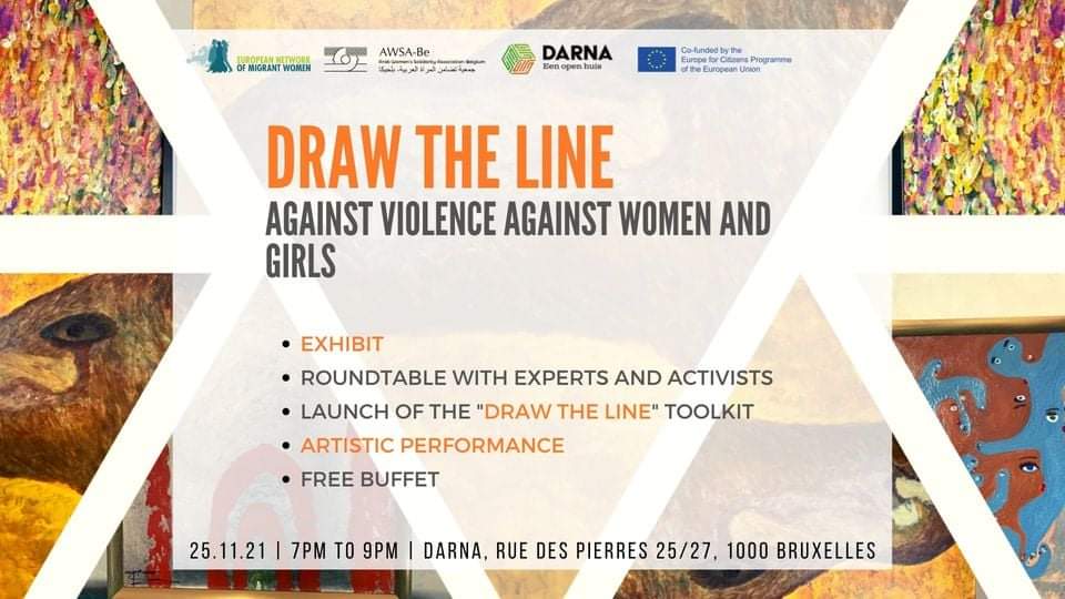 ENoMW's tweet photo. Join us today in Brussels for the launch of Draw the Line against Violence against Women and Girls toolkit, led by our member @awsabe and developed with many of the other members of our migrant-women led Network. We're looking forward to share with you the final result #16Days https://t.co/9PaexGoiSK