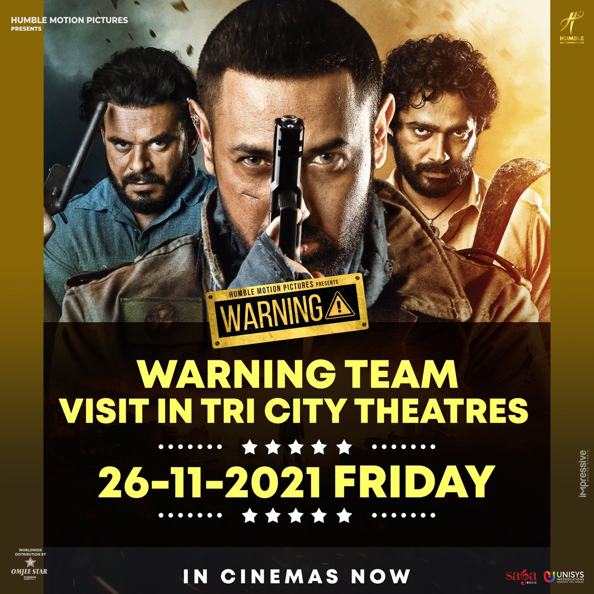 HumbleMotionPictures (@humblemotionpic) on Twitter photo WARNING ⚠️ TEAM PAUNCH RAHI AA KAL TRI CITY THEATRES CH CHANDIGARH-MOHALI-ZIRAKPUR-PANCHKULA 👍 MILDE AA TUHANU SAB NU 🤗
#Warning Now In Cinema’s Go & Watch 🙏
<a href="/GippyGrewal/">Gippy Grewal</a> #PrincekanwaljitSingh #DheerajKumar #AmarHundal #ManeeshBhatt <a href="/humblemotionpic/">HumbleMotionPictures</a> <a href="/Saga_Hits/">Saga Music</a> <a href="/SumeetSinghM/">Sumeet Singh</a> WARNING ⚠️ TEAM PAUNCH RAHI AA KAL TRI CITY THEATRES CH CHANDIGARH-MOHALI-ZIRAKPUR-PANCHKULA 👍 MILDE AA TUHANU SAB NU 🤗
#Warning Now In Cinema’s Go & Watch 🙏
<a href="/GippyGrewal/">Gippy Grewal</a> #PrincekanwaljitSingh #DheerajKumar #AmarHundal #ManeeshBhatt <a href="/humblemotionpic/">HumbleMotionPictures</a> <a href="/Saga_Hits/">Saga Music</a> <a href="/SumeetSinghM/">Sumeet Singh</a>