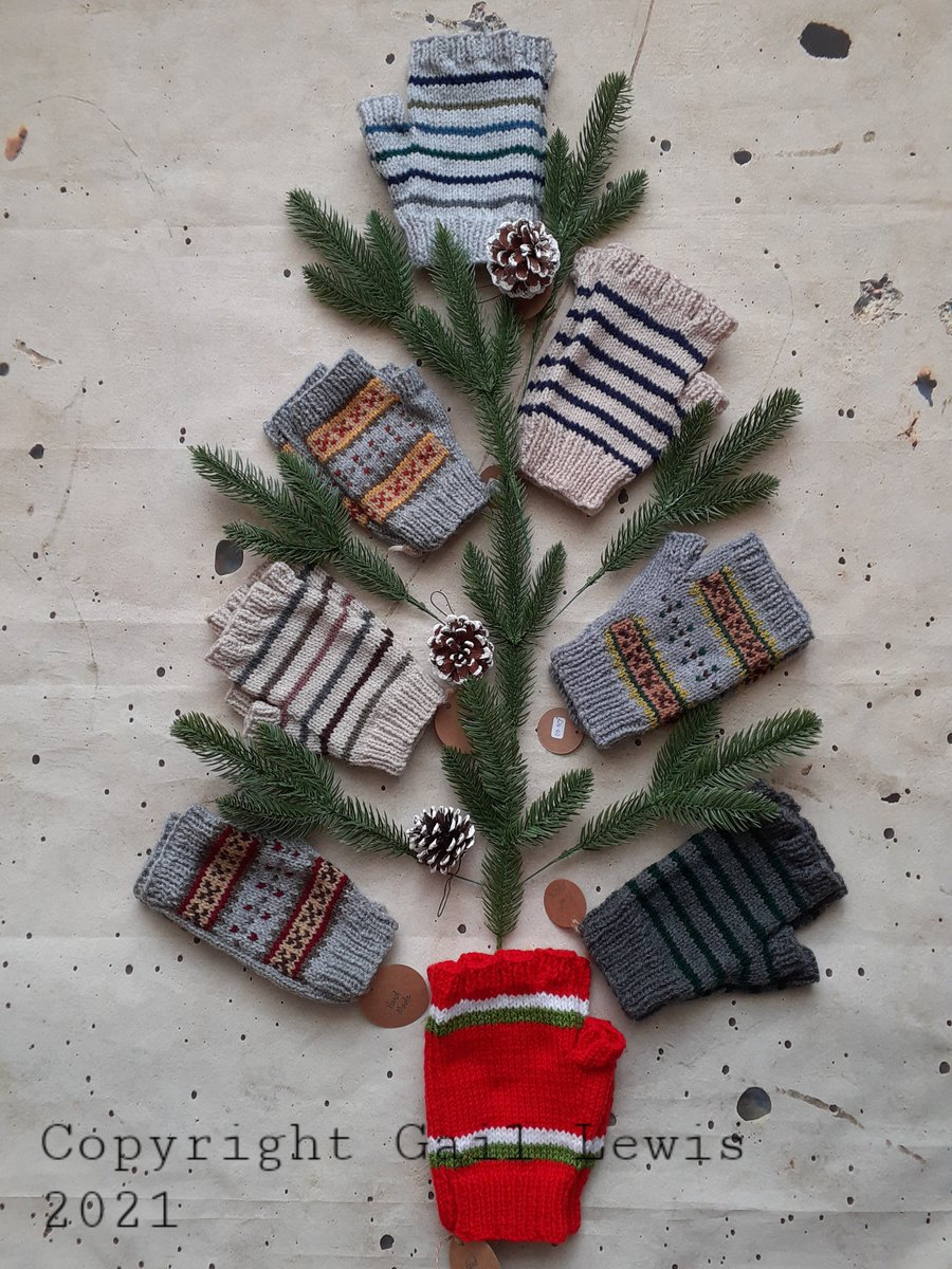 Some of the men's hand knitted fingerless gloves you can find at liliwenfachknits.co.uk #MHHSBD