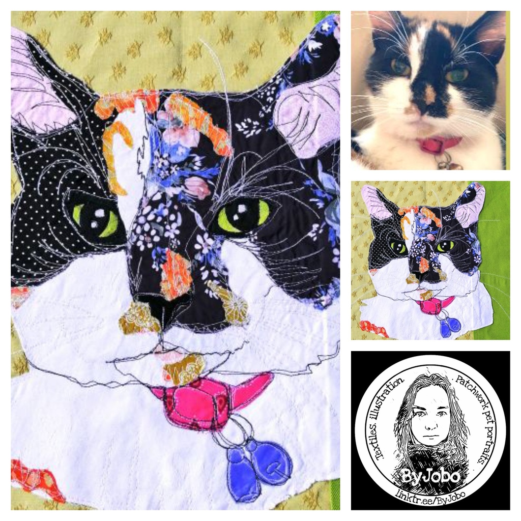 by_jobo's tweet photo. Can't beat a colourful floral Patchwork cat... Well Belles owner agreed with me!! What fabrics would you choose?
#CustomGifts #earlybiz #elevenseshour #HandmadeBusiness #EtsyGift #PetPortraits #CatPortrait #ByJobo #PatchworkPetPortraits #MHHSBD https://t.co/qWcmqi58iN