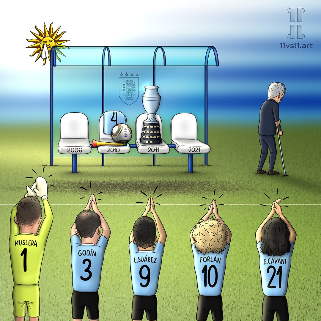 11vs11art's tweet photo. Óscar Tabárez, you have created one of my favorite national teams 🇺🇾👏

#Tabarez #OscarTabarez #Muslera #Godin #Suarez #Forlan #Cavani #SomosElFútbol #WorldCup2010 #Mundial2010 #CopaAmerica2011 #11vs11art https://t.co/tyRSw4T0E3