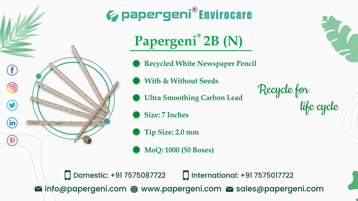 Papergeni1's tweet photo. Experience our best quality Recycled Newspaper Pencil &amp; join Green as Eco-Friendly.

#papergeni #papergenienvirocare #wireodiary #makeinindia #madeinindia #envelope #pen #pencil #stationeryproducts #stationery #ecofriendly #paperpencil #enviormentfriendly #odisha https://t.co/fM0Ij1r4UO