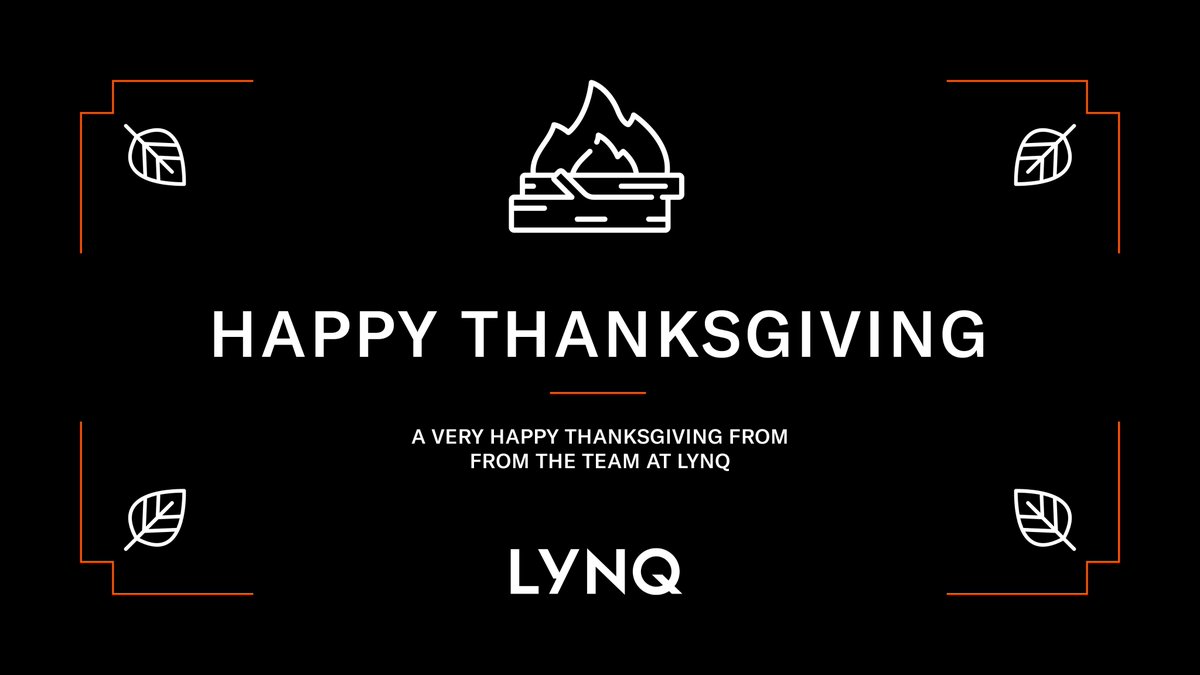 lynqmes's tweet photo. Happy Thanksgiving to all our partners, customers and friends in the United States, from the whole team at LYNQ! We hope you have a joyful and restful holiday filled with family, food and celebration. 

#thanksgiving #LYNQpartners #LYNQcustomers https://t.co/Cnuy00keUf