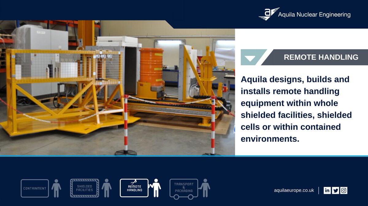 CyclifeAquila's tweet photo. Aquila designs, builds and installs remote handling equipment within whole shielded facilities, shielded cells and contained environments.

You can read more about our capabilities at https://t.co/eXgZHCxc7J 

#nuclearengineering #nuclearuk #engineering #remotehandling https://t.co/HatIZl1gVr