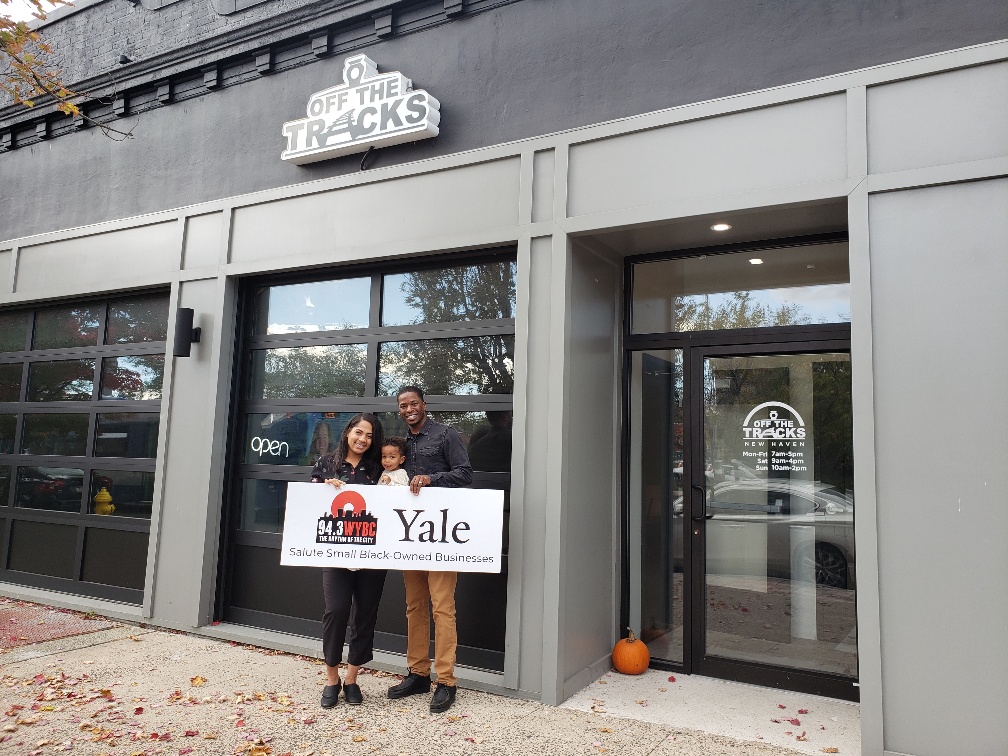 943WYBC's tweet photo. 94.3 WYBC and @Yale University salute small Black-owned businesses in #NewHaven! Today we salute #OffTheTracks, located at 522 State Street, and its owners Jade and Malcolm Greene.
Together let's support small Black-owned businesses in #NewHaven! #NHV https://t.co/xAc3XiohZA