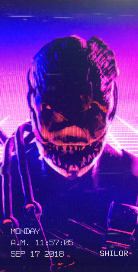 ShilorTV's tweet photo. I made this one a while back and never got around to sharing it. Just a little #Retrowave Trapper experiment. #DeadbyDaylight #DeadbyDaylightfanart https://t.co/ExkCMe3i2M