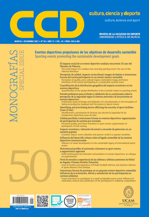 📢Ya está disponible el especial número 50 de Cultura, Ciencia y Deporte: Eventos deportivos propulsores de los Objetivos de Desarrollo Sostenible📢

ccd.ucam.edu/index.php/revi…

#ImpactoSocial
#PercecpciónCalidad
#ImpactoEconómico
#OutdoorActivities
#Seguridad
#MotivaciónPráctica