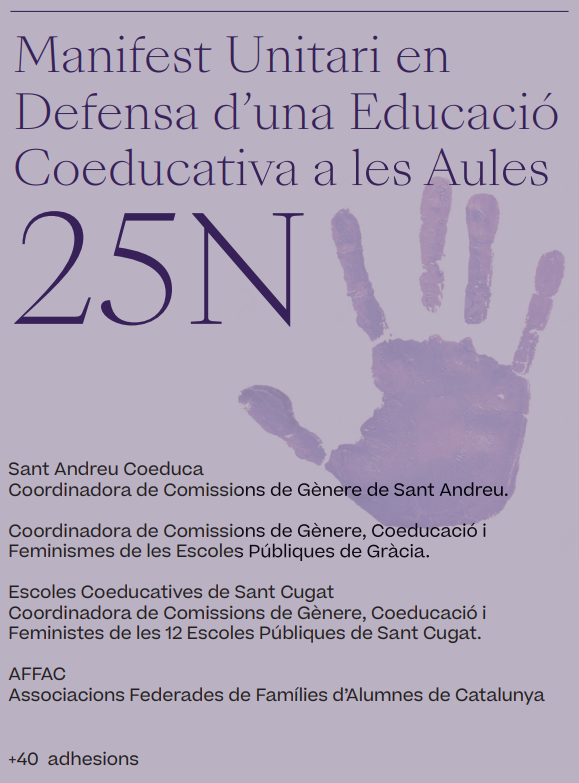 Afescoeducacio's tweet photo. Ens adherim al "Manifest en Defensa d'una Educació Coeducativa a les Aules", impulsat per #SantAndreuCoeduca i que compta amb el suport de més de 80 AFAs d'arreu. #25N
🎯Manifest https://t.co/uTW2yh9MV7
✊🏾Formulari d'Adhesió https://t.co/p9i3CJcBAh
La #Coeducació és el Camí https://t.co/3RFqFcQfx5