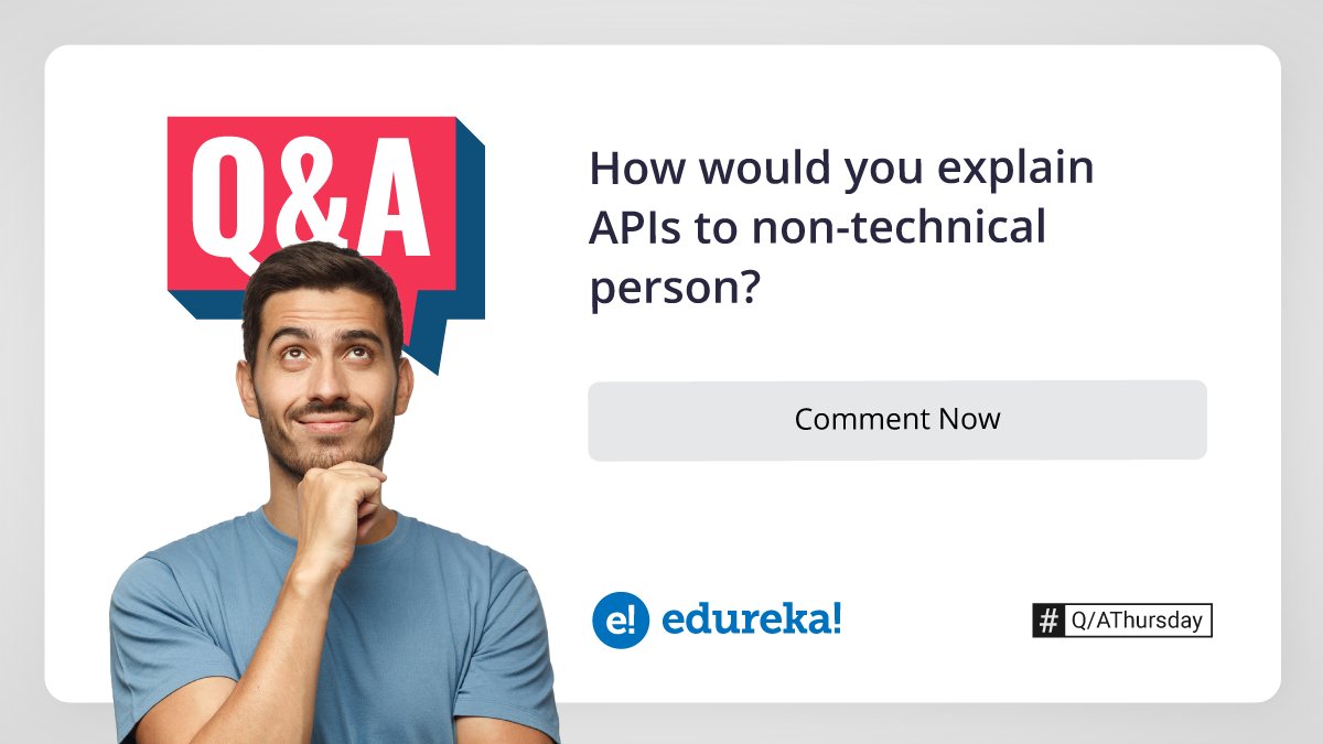 edurekaIN's tweet photo. "APIs are a big part of the web and are very technical terms! and 100+ other explanations are there."
📌 Let us know in the comments section below 💬
📌 How would you describe it?
#QAThursdays #Trivia #Technology #API #Questionchallenge #Edtech #Questionanswer #100daysofcode https://t.co/alTQBOwKBk
