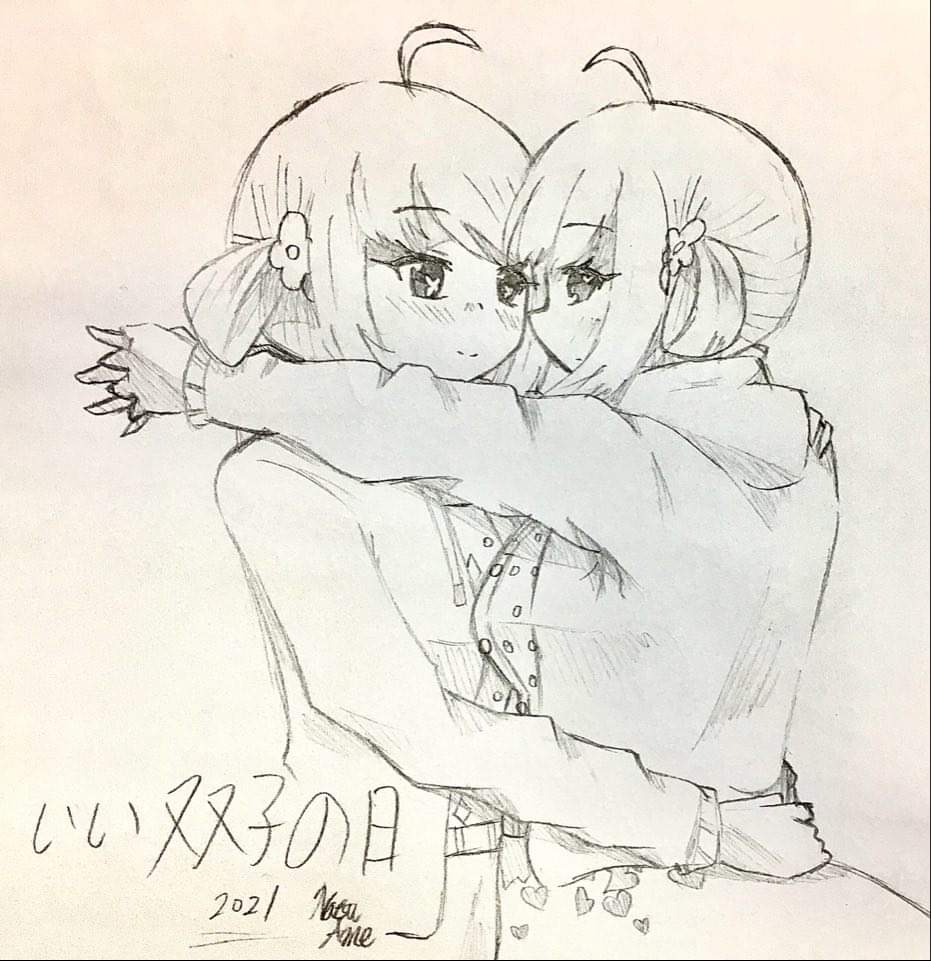 NatauAme's tweet photo. 聽說今天是好雙子之日

#車次擬人 #オリジナル
#いい双子の日 　＃1次
#2次 #落書き https://t.co/tK3IZYzXvD