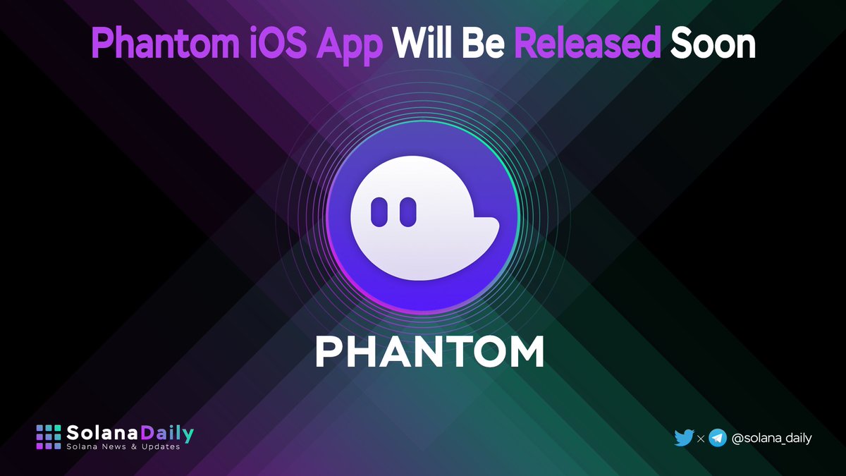 solana_daily's tweet photo. 🚀Leaked News: @phantom iOS app will be released soon!

📌Coming January 2022!

Is this our New Year Gift?

@solana #SOLANA $SOL #solszn #Solanaszn #SolanaSummer https://t.co/3ESoe7rc5T
