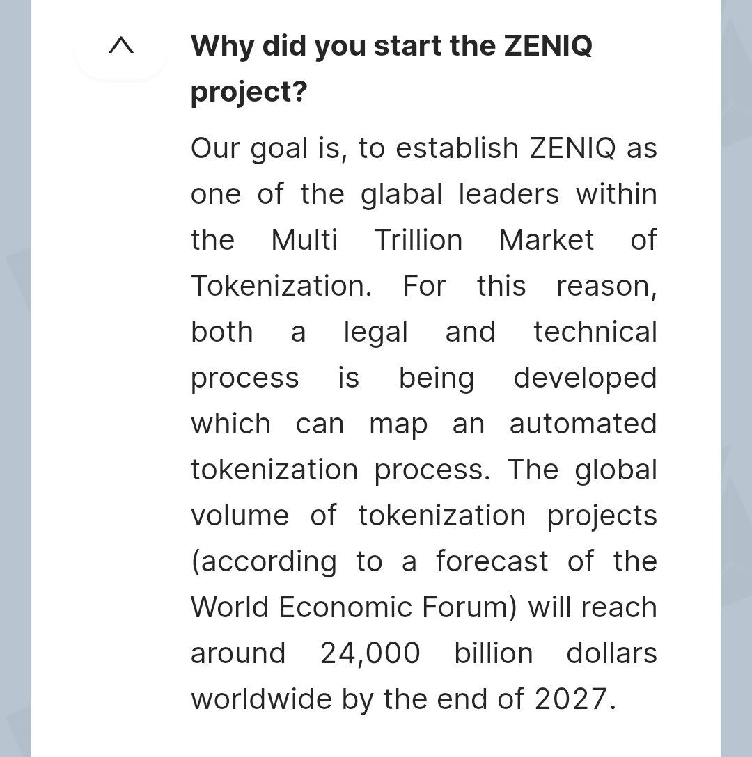 Go_Yeha's tweet photo. Why did you start the ZENIQ project?

Our goal is, to establish ZENIQ as one of the glabal leaders within the Multi Trillion Market of Tokenization. For this reason, both a legal and technical process is being developed which can map an automated tokenization process. https://t.co/dk3ysTSgo8