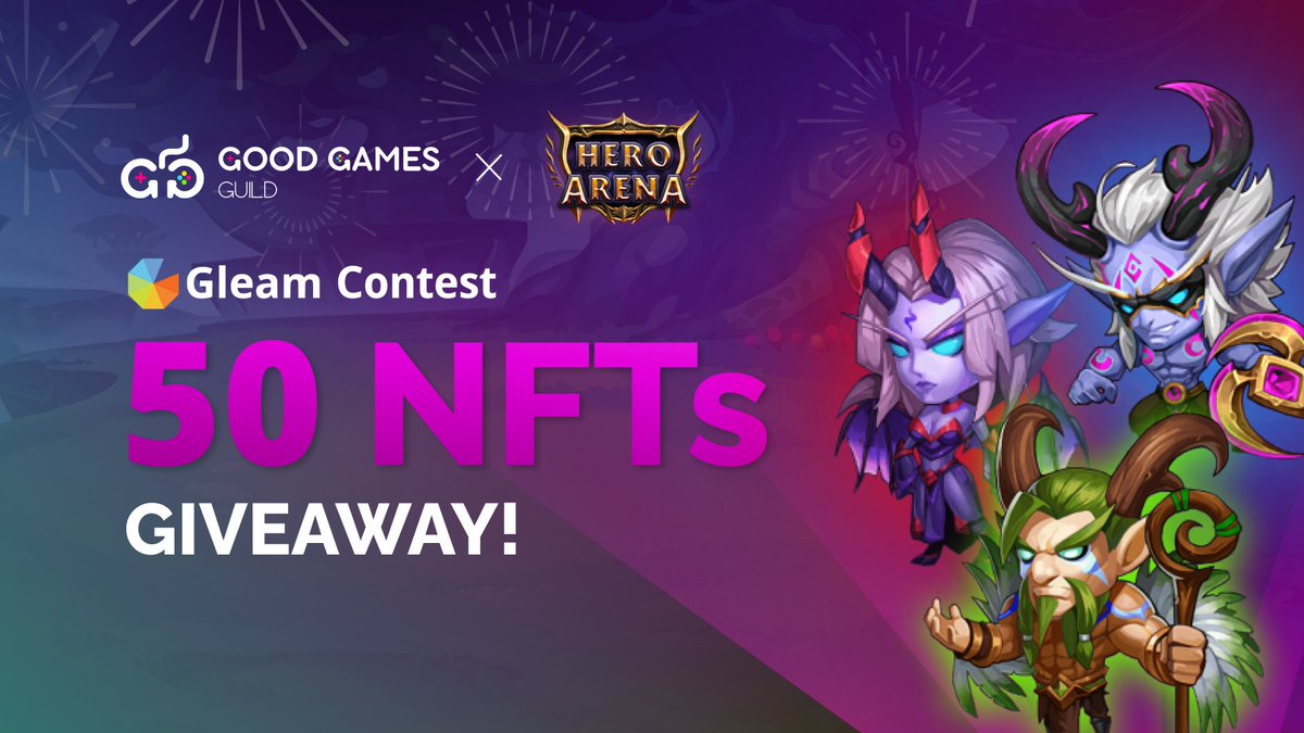 goodgamesguild's tweet photo. It's a Celebration Time! GGG x Hero Arena Gleam Contest is coming🎉

To celebrate this great partnership, We'd like to hold GGG x Hero Arena (@HeroArena_Hera) Gleam Contest for our beloved community.

📌 How to participate? Read here 👇
https://t.co/NbSgoBG1nU

Don't miss out🔥 https://t.co/qUXdJUgOE3