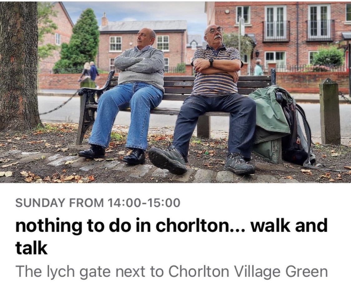 History #walkandtalk. A stroll around the village green, old church yard &amp; high lane, Andrew Simpson &amp; Peter Topping will share stories from their book ‘Nothing to do in #Chorlton’, show the best places to do nothing, &amp; share quirky facts about people &amp; places.
#GMMovingInAction