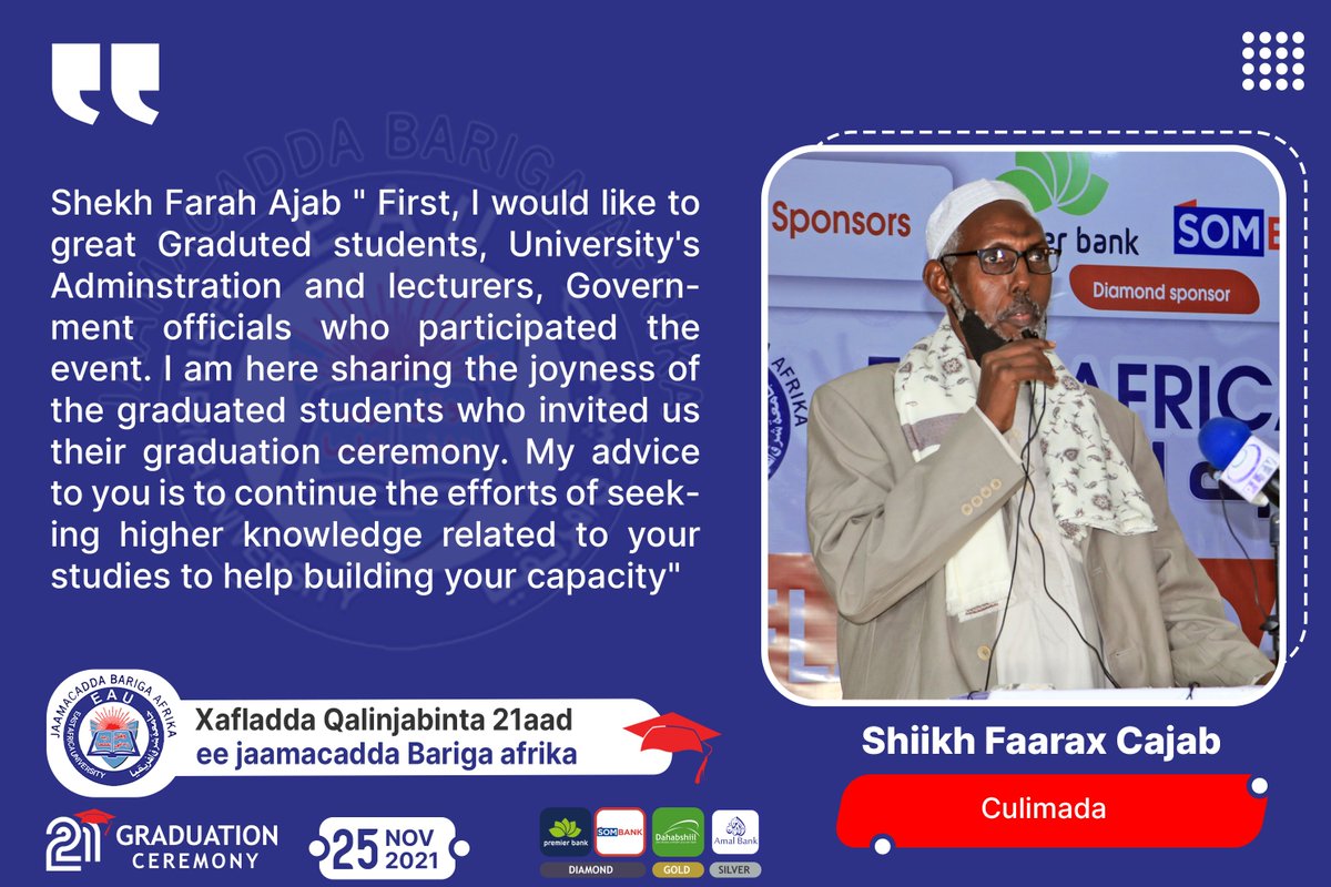 eaumain's tweet photo. Shekh Farah Ajab " First, I would like to great Graduted students, University's Adminstration and lecturers, Government officials who participated the event. I am here sharing the joyness of the graduated students who invited us their graduation ceremony.
#EastGaraduationCeremony https://t.co/r5PvCs27ge