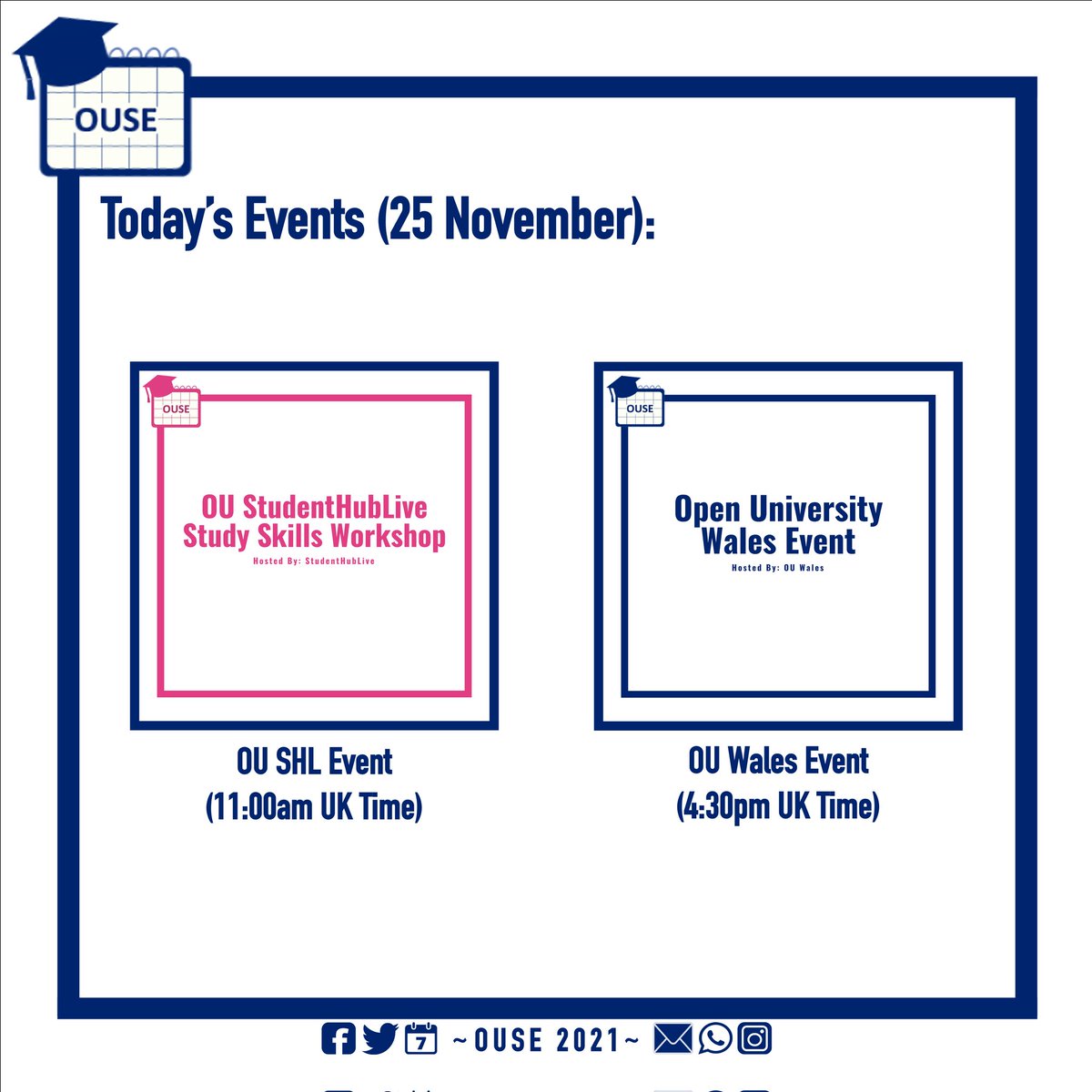 OU_Events's tweet photo. @OpenUniversity events happening today (details and links in the thread below👇).
.
.
#OpenUniversity #OUStudents #OUFamily #OUStudentsEvents #SHL21 #SHL22 #StudentHubLive #OUWales #OUCymru https://t.co/sUpzFlYP0l