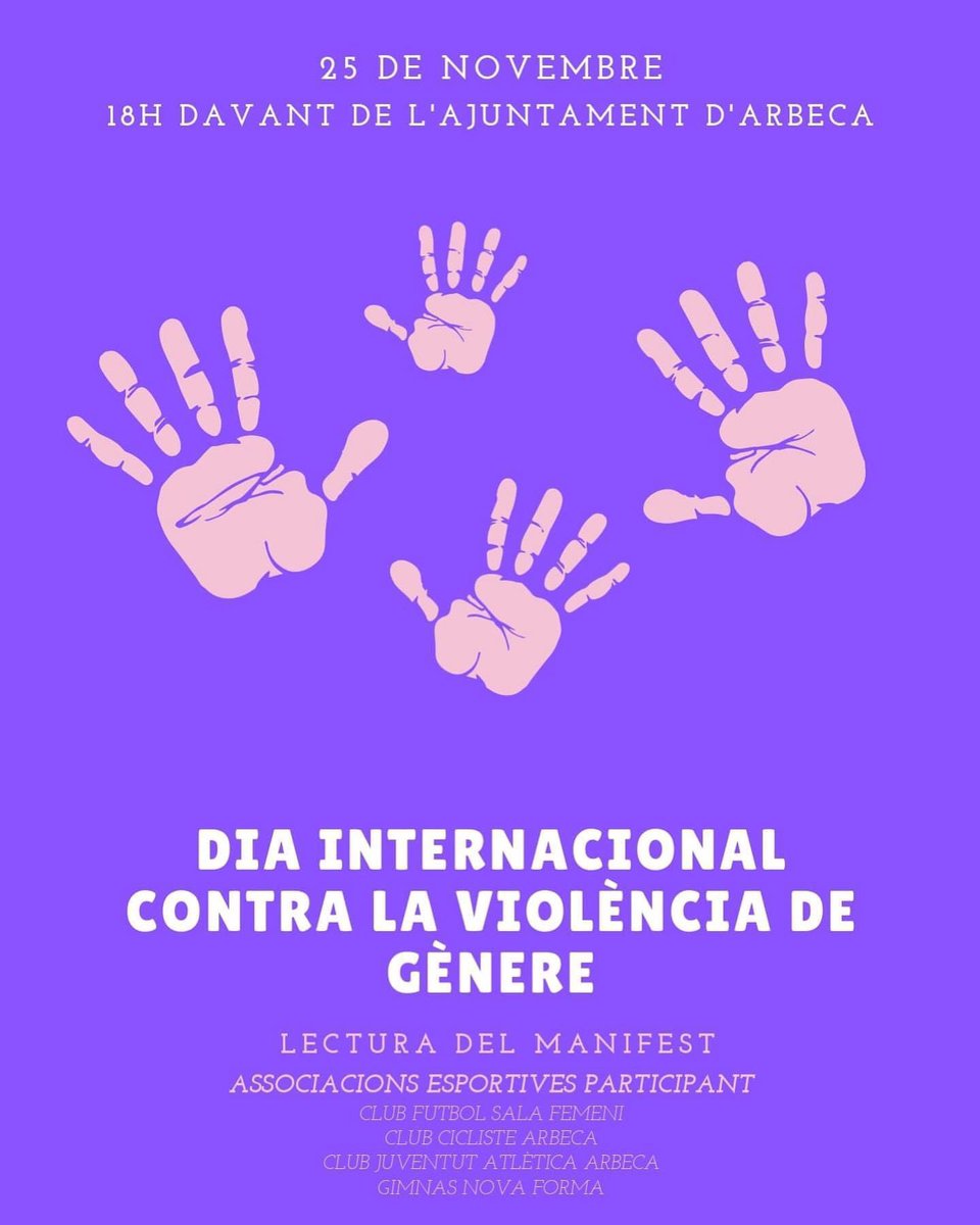 ajunt_arbeca's tweet photo. Convoquem a tota la població a les 18h al davant de @ajunt_arbeca manifestem nos contra la #violenciadegenere #toleànciazero https://t.co/PUYaW4xS2w