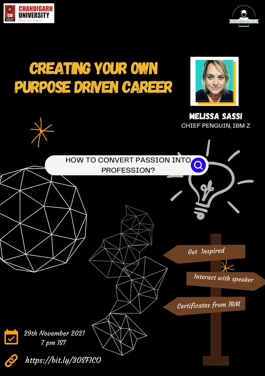 Passionate about something? But, no direction towards converting passion into a rewarding profession? Join us to learn from our esteemed speaker <a href="/mentorafrika/">Dr. Melissa Sassi 👑🐧🌍</a> about how you can create your own purpose-driven career by aligning passion to a fruitful job! bit.ly/30SIFCO