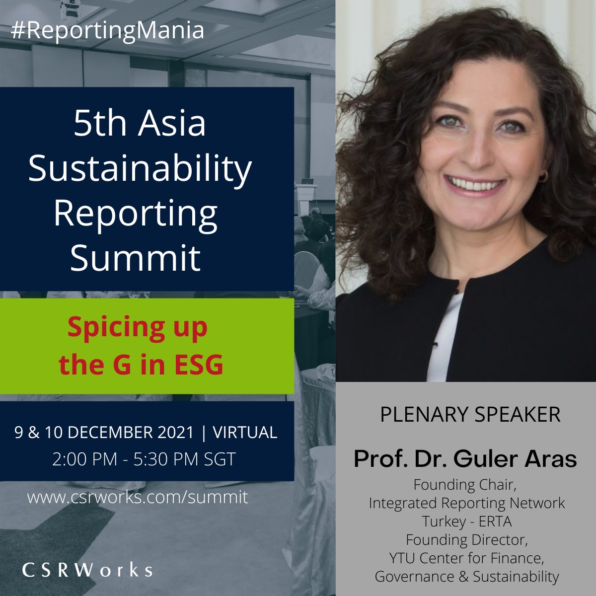 YTUCFGS's tweet photo. Our Founding Director #ProfDrGulerAras will speak at the 5th Asia Sustainability Summit. Thrilled to be joining sustainability experts in the world’s first Sustainability Reporting Cook-a-Thon.
Register free: https://t.co/32LTOrdsrE
#ReportingMania #ESG #Governance @CSRWORKS https://t.co/gwSacD8sGM