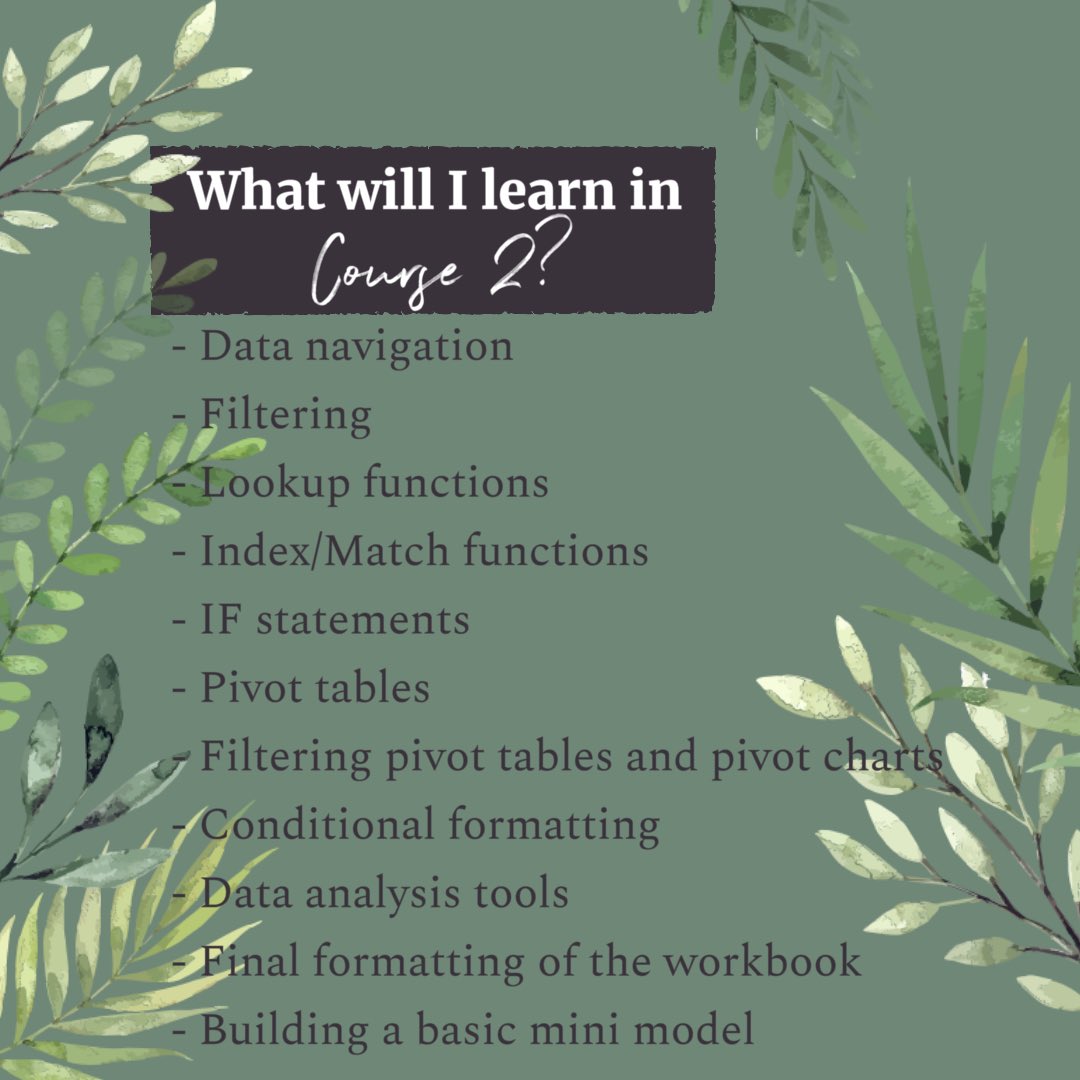 Excellearn_'s tweet image. Beyond beginner? Here’s what Course 2 has to offer! 💪🏽
We know how busy your days can get, so we’ve tried to keep all our videos as short and compact as possible! The aim is to focus on skills you can actually apply in your daily tasks and your career 😌
#excel #learnexcel