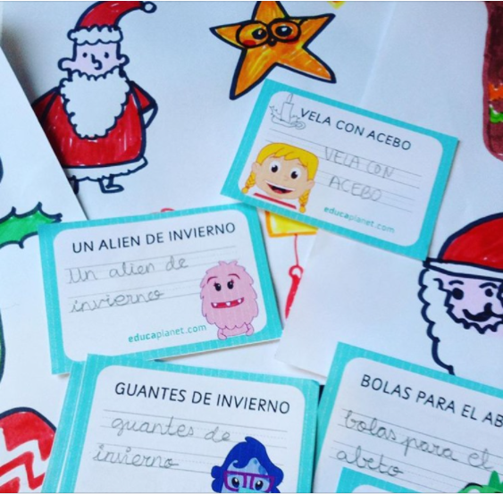RETO TARJETAS #vocabulario #Navidad Elige:
1 Leer, copiar y dibujar 
2 Hezbanz (Adivina quién soy): Coloca la tarjeta en la frente y pregunta hasta adivinar
3 Mímica: explica qué es sin usar palabras
4 Memory
educaplanet.com/educaplanet/20…