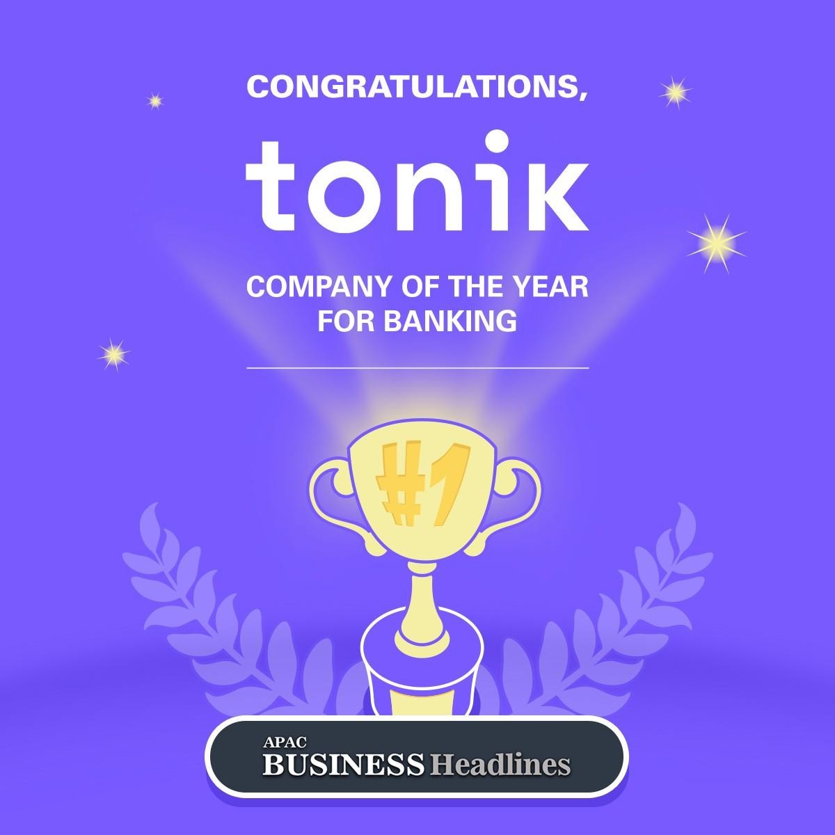 TonikBank's tweet photo. Luv, it's raining awards for us! We were also awarded Company of the Year for Banking by the APAC Business Headlines. We wouldn't have gotten these without you, hun! #Tonik #Neobank #NeoNormal https://t.co/VLbwFv426f