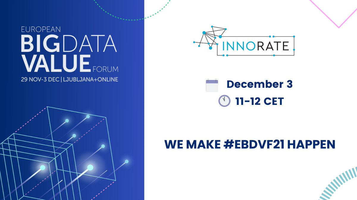 Wondering what we will present at #EBDVF21? Here is a sneak peek of our agenda:
☑️ InnoRate in a nutshell
☑️ Our journey from the KTRS to the ITRS
☑️ InnoRate Platform &amp; use cases
☑️ Lessons learned from 3 years of project

Register for our presentation ➡️ cutt.ly/3THSiZW