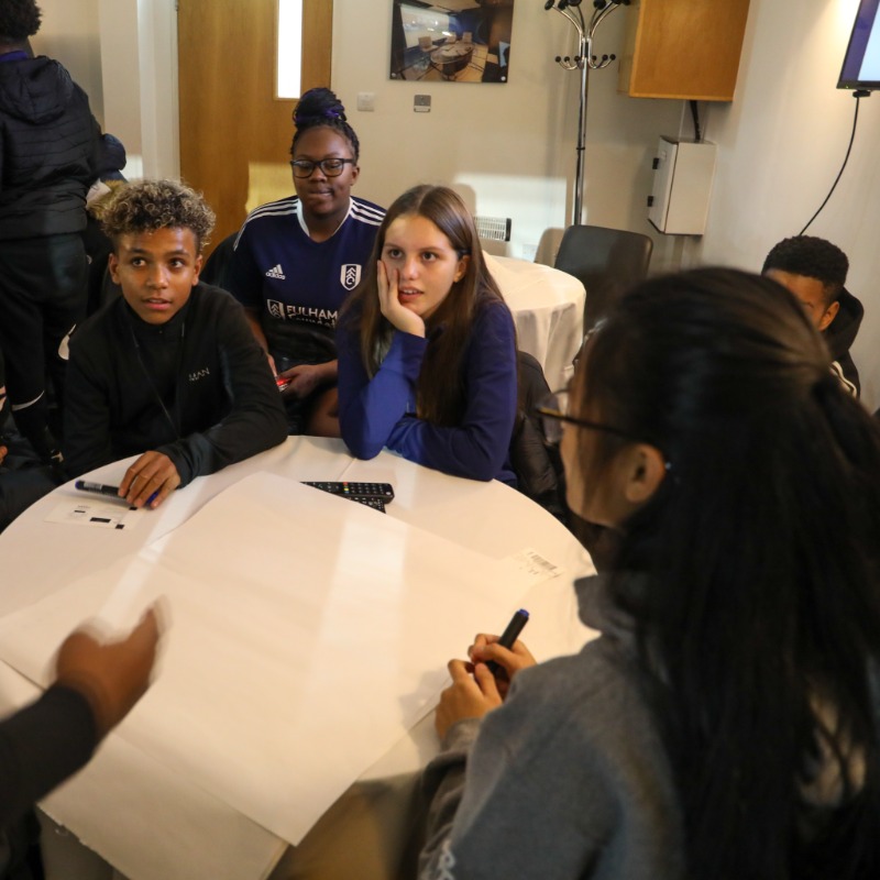 FulhamFCFound's tweet photo. ⚽ Kicks Youth Forum ⚽

Last night participants from our #PLKicks programme attending a Youth Forum event at Craven Cottage prior to #FULDER 

There were some fantastic ideas shared that will be implemented into future https://t.co/ikW4zWjqEe sessions! https://t.co/MyplntoCTH