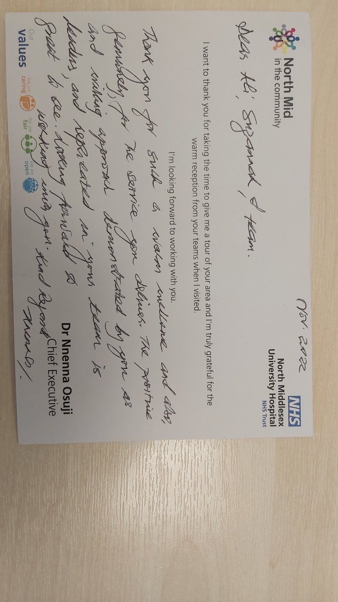 AliAska79518533's tweet photo. How pleasant and it is to come to your office and find a personalised acknowledgement note from your CEO on your desk; thanking DESP for an amazing service delivery. Thank you Nnenna! @nosuji01 @NorthMidNHS @Darren16056186 @IvetasTweet @quench_1892 @NCL_DESP https://t.co/Uwtrh2YRlZ