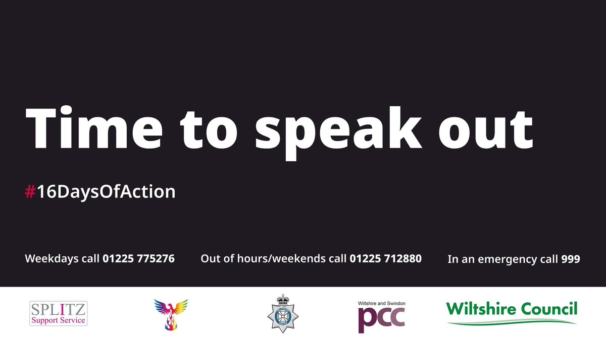 Over the next 16 days, we'll be taking part in #16DaysOfAction.

This international campaign calls for the elimination of violence against women and children and ending domestic abuse in all forms.

We'll be posting messages throughout the 16 days.

It's time to speak out.