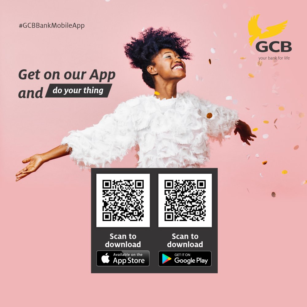 GCBBankPLC's tweet photo. Got our app yet? Download the GCB Bank app today. 
Available on Google Play Store https://t.co/LfvGMHIigd  Available on AppStore (iOS) https://t.co/dPF2AzVXPv 

#GCBBank #MobileApp #DigitalBanking #Online #Cashless #LessCash #SelfRegister #Convenient  #Banks #YourBank4Life https://t.co/tWidInV1uA