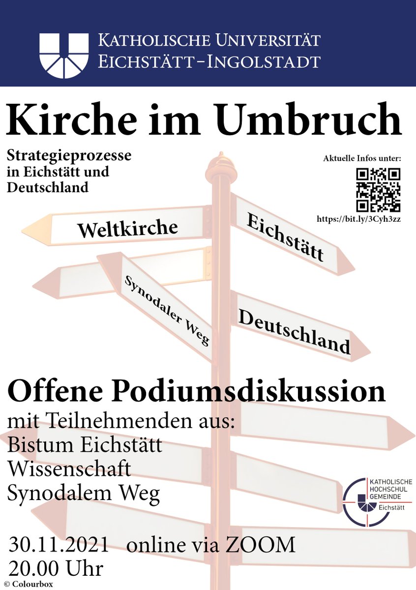 Herzliche Einladung zur offenen Podiumsdiskussion "Kirche im Umbruch". Es geht besonders um die Strategieprozesse im Bistum Eichstätt. Wegen der aktuellen Umstände digital: ku.de/thf/aktuelles/…