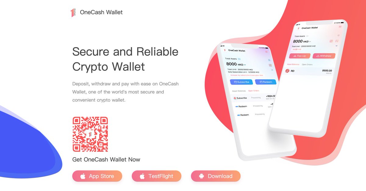 OneCashWallet's tweet photo. To our dearest users📢📢
Scan or click to download the newest #OneCashWallet app right now. 
https://t.co/GVBvz3KAEB
🔥🔥🔥🚀🚀💥💥
Subscribe or redeem $HKC $RD $ZAC to pave the way for you to trade cryptocurrencies instantaneously, guarded by globally recognized KYC&amp;AML system. https://t.co/xSnrtxg2AA