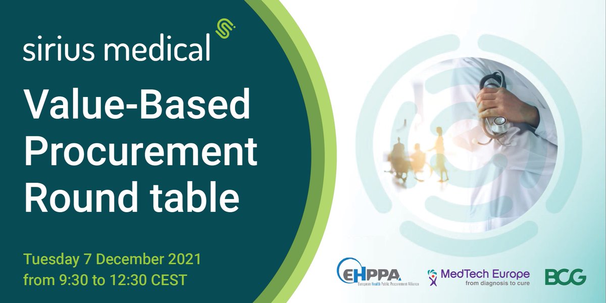 📢 Join the free and open Value-Base Procurement virtual Roundtable by MedTech Europe on 7 December 2021. We will take part and will present the practical implementation of a Value-Based approach with the SiriusLink™ program. For more information visit hubs.li/H0_P0l20