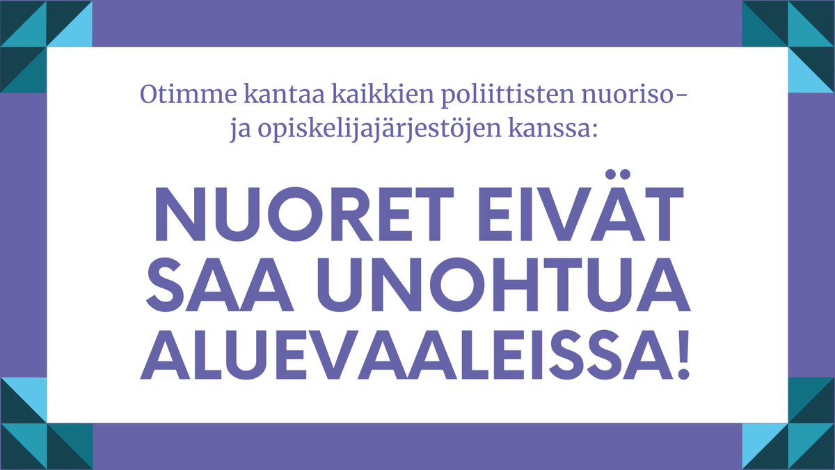 Nuva_ry's tweet photo. Otimme kantaa kaikkien poliittisten nuoriso- ja opiskelijajärjestöjen kanssa: Nuoret eivät saa unohtua aluevaaleissa! 1/5

https://t.co/dBgNi9g8FW 

#aluevaalit #kiinnostaakuitenkin https://t.co/DnKzZiiD0t