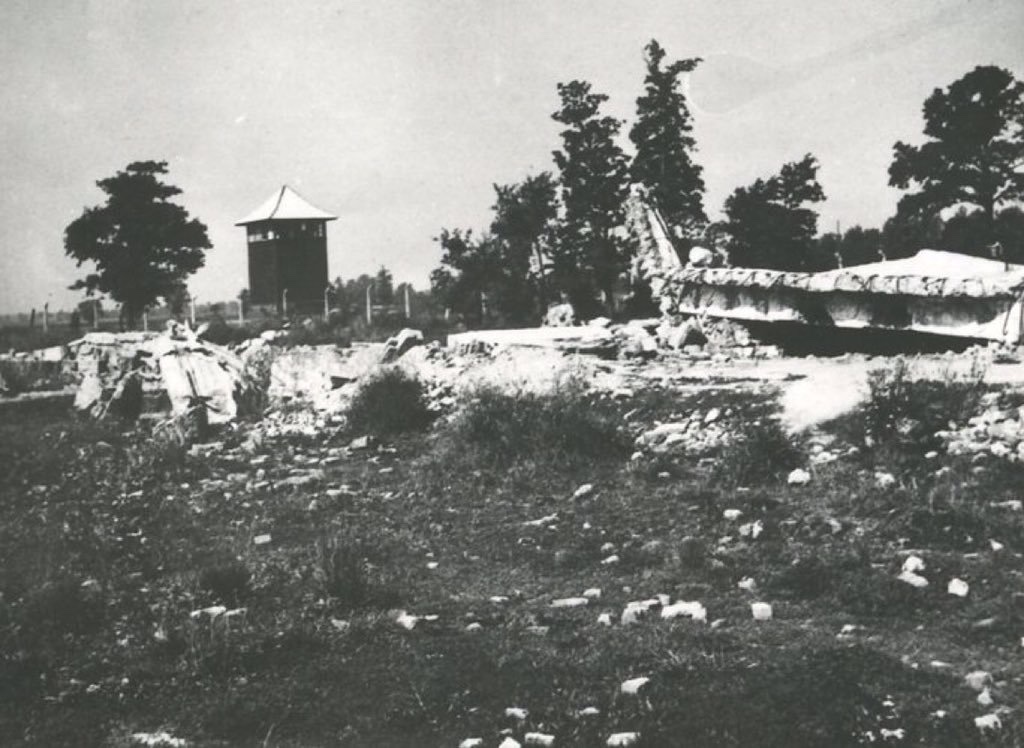 AuschwitzMuseum's tweet photo. 25 November 1944 | The Germans began dismantling of the technical equipment of crematorium II at #Auschwitz II-Birkenau. Air-pump engine from the gas chamber was planned for Mauthausen and pipes for Gross-Rosen camps. In the picture: ruins of crematorium II in 1946. https://t.co/sU3Z5oaTjq