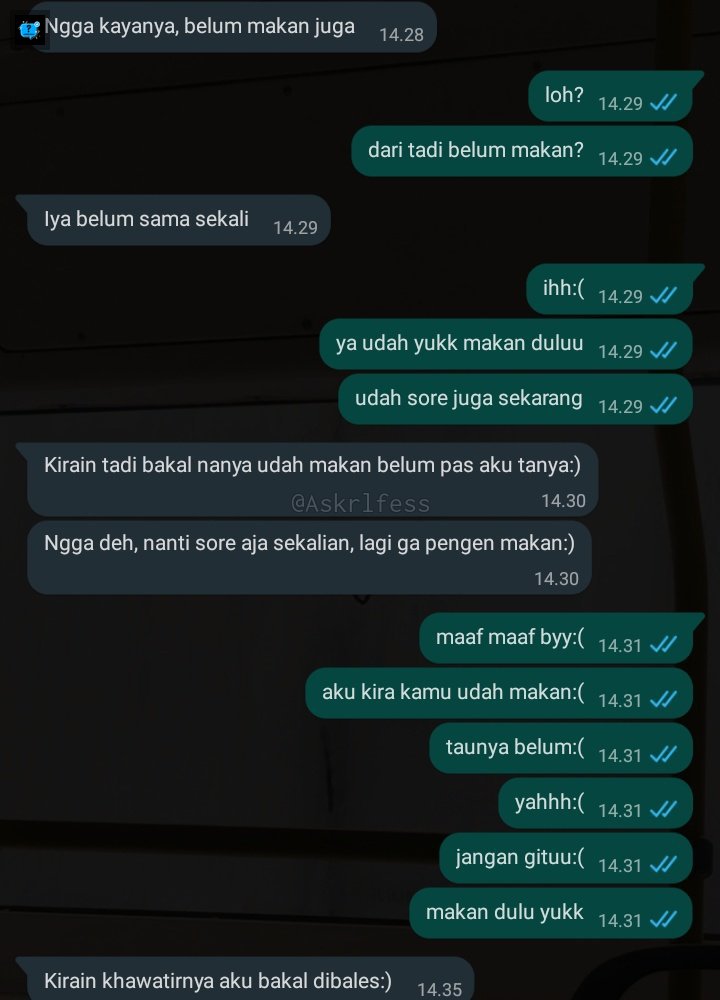 Askrlfess's tweet photo. [askrl] pliss ini cowoku ngambek gara gara belum ditanyain udah makan apa belum, cape banget gaiss punya cowo yang ngambekan gini, bukannya ga khawatir atau ga perhatian sama dia, tapi tadi juga posisinya aku juga lagi cape dan ga kepikiran buat nanyain:) https://t.co/VDCY16oSHA
