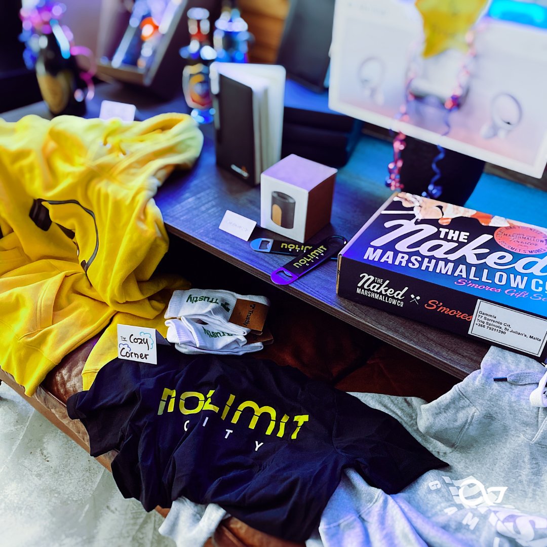 GroupIgaming's tweet photo. What do you get when you cross the iGaming Group sales team and an #iGaming Expo?

That's right, a boatload of awesome merchandise and gifts for our annual Quiz prize pool.

The prize pool gets better and better each year.
Big shout to some of our partners. Thank you! https://t.co/BmhvLpdGj9