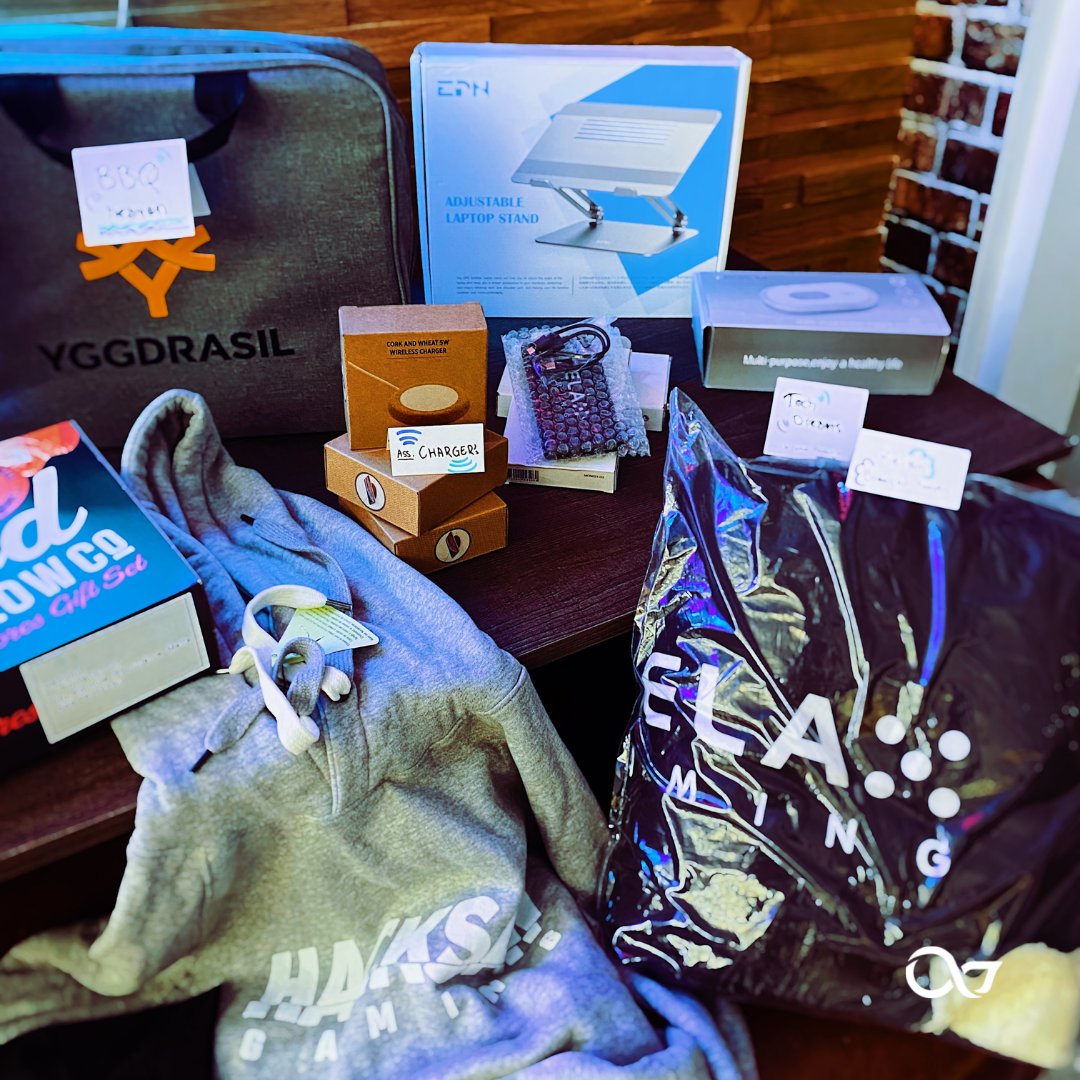 GroupIgaming's tweet photo. What do you get when you cross the iGaming Group sales team and an #iGaming Expo?

That's right, a boatload of awesome merchandise and gifts for our annual Quiz prize pool.

The prize pool gets better and better each year.
Big shout to some of our partners. Thank you! https://t.co/BmhvLpdGj9