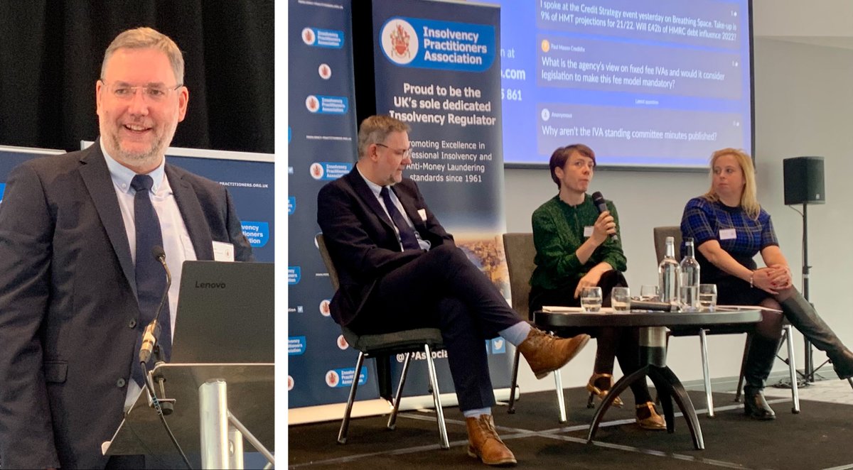 IPAssociation's tweet photo. An in-depth session with @insolvencygovuk, hearing the latest on its operations with updates from @DeanBeale70 (CEO), Claire Hardgrave (Head of Insolvency Practitioner Regulation), and Georgina Maskell (Senior Policy Advisor). Q&A chaired by IPA CEO, Paul Smith.
#PIConference https://t.co/0sycTNaASR