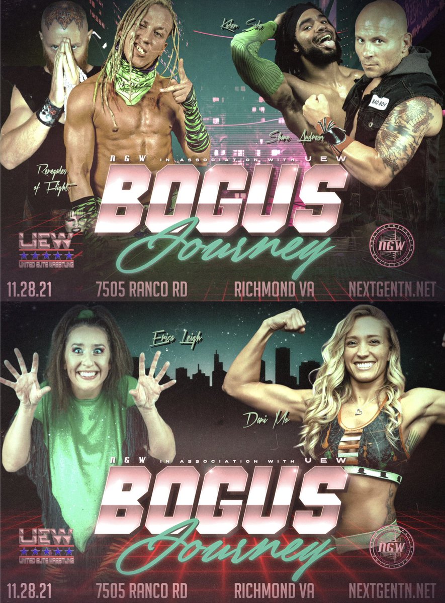 NextGenTN's tweet photo. HAPPY 🦃 DAY!

This Sunday is NGW’s Bogus Journey!

7 Huge matches!
3 Championships on the line!

November 28th in Richmond, Virginia!

Doors opens at:
4pm for VIP 
5pm for General Admission

Bell time: 5:30pm

Get 🎟 at:
https://t.co/WhXJqxgJId https://t.co/MRDFVJSrcA