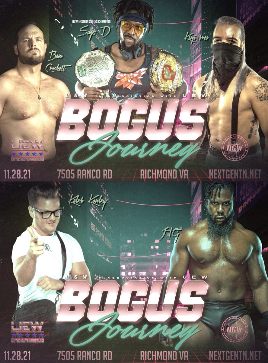 NextGenTN's tweet photo. HAPPY 🦃 DAY!

This Sunday is NGW’s Bogus Journey!

7 Huge matches!
3 Championships on the line!

November 28th in Richmond, Virginia!

Doors opens at:
4pm for VIP 
5pm for General Admission

Bell time: 5:30pm

Get 🎟 at:
https://t.co/WhXJqxgJId https://t.co/MRDFVJSrcA