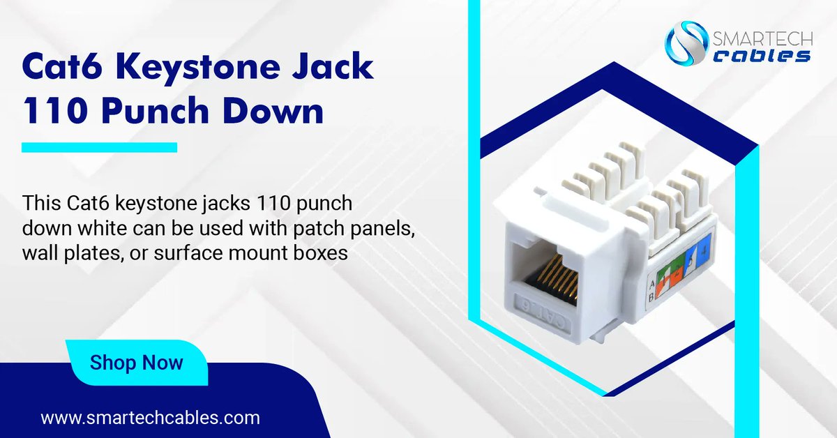 smartechcables's tweet photo. 🔛 Cat6 Keystone Jacks 110 Punch Down 💻You've surprised to know that majority of power #cables available in the market
📌Shop Now: https://t.co/qqEAlVymxf | 📞 347 748 1818
#smartechcables #cat6 #RJ45 #keystonejack #connectors #structuredcabling #cablemanagement #networkcable https://t.co/4Xyj3T4pcQ