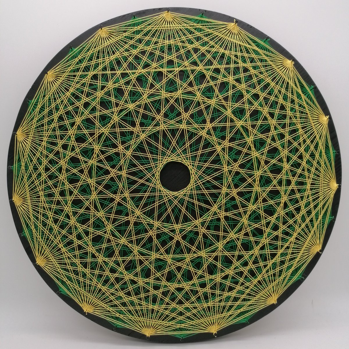 _Stringart's tweet photo. Introducing our NFT:

#2 - String Art - The Blockchain II
The Blockchain Collection
NFT: Physic good, Token ID on the Artwork
Measures: 40 cm x 19 mm
Colour: alien like green and yellow
Link: https://t.co/tDiVMtCsdn

We create things with strings, inspired by sacred geometry. https://t.co/tgRcvtwJcJ