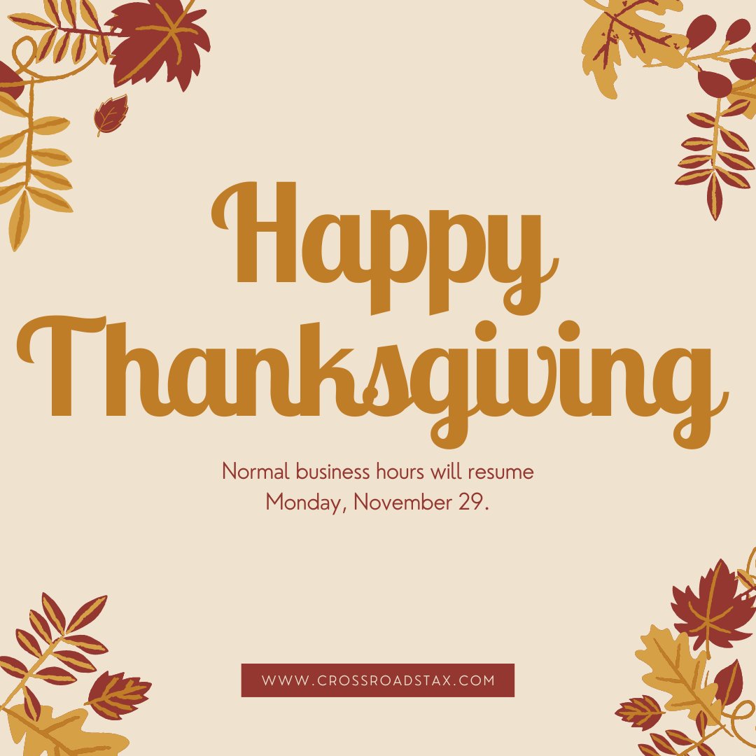 TaxCrossroads's tweet photo. Wishing all of you a wonderful Thanksgiving! https://t.co/Vy3CNyMjaP