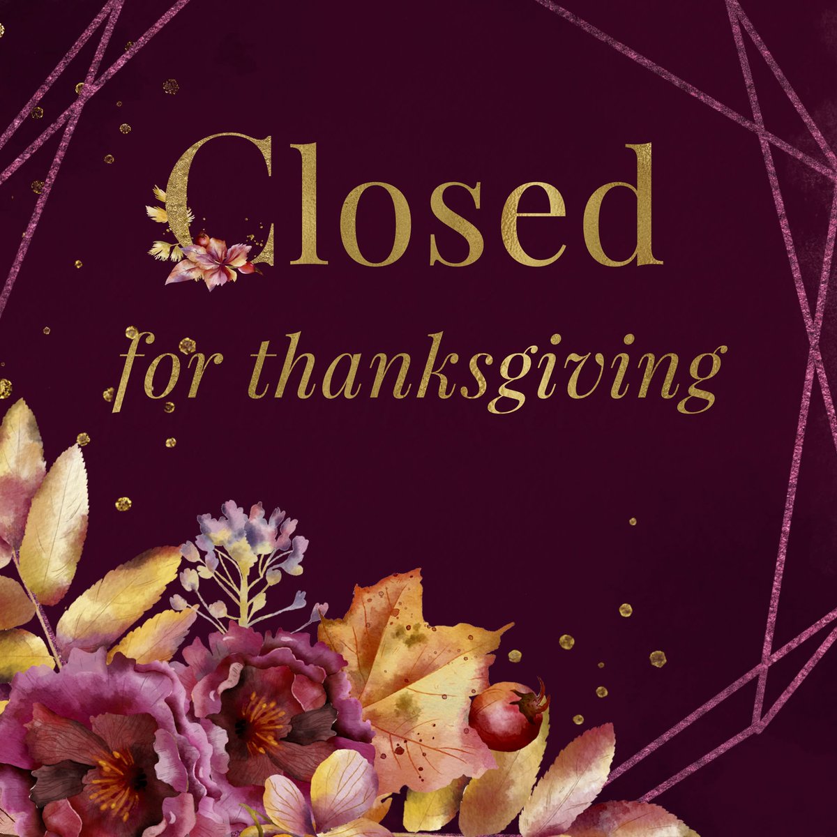 DecorumFtMyers's tweet photo. We are closed today! Enjoy the time off with family and friends while we do the same. It's business as usual on the 26th! #Thanksgiving https://t.co/rfIb1qvPYB